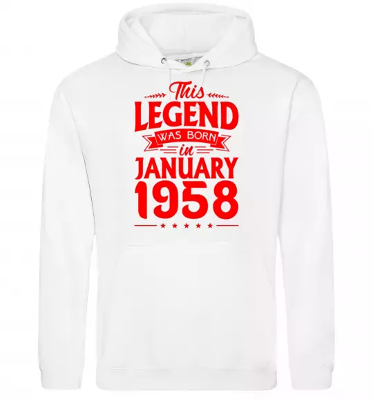 Чоловіча толстовка (худі) This Legend was born in January 1958 Білий фото