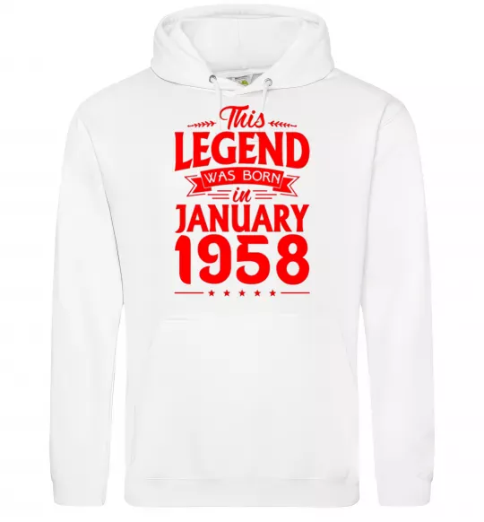 Жіноча толстовка (худі) This Legend was born in January 1958 Білий фото