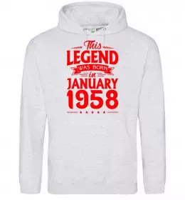 Женская толстовка (худи) This Legend was born in September 1958 Серый меланж фото