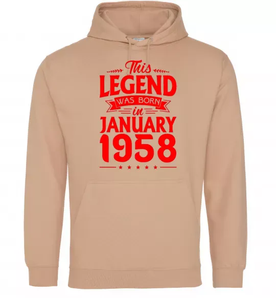 Жіноча толстовка (худі) This Legend was born in January 1958 Пісочний фото