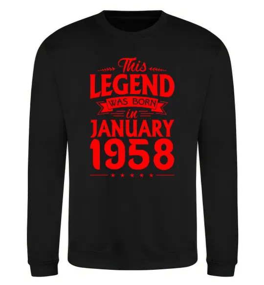 Свитшот This Legend was born in January 1958 Черный фото