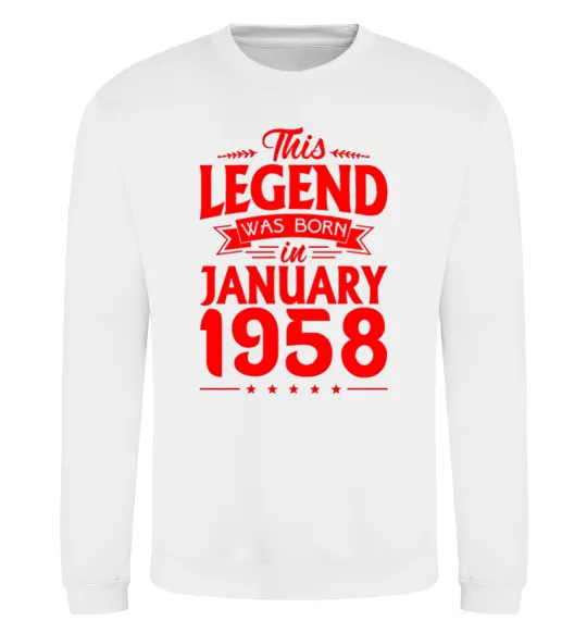 Свитшот This Legend was born in January 1958 Белый фото