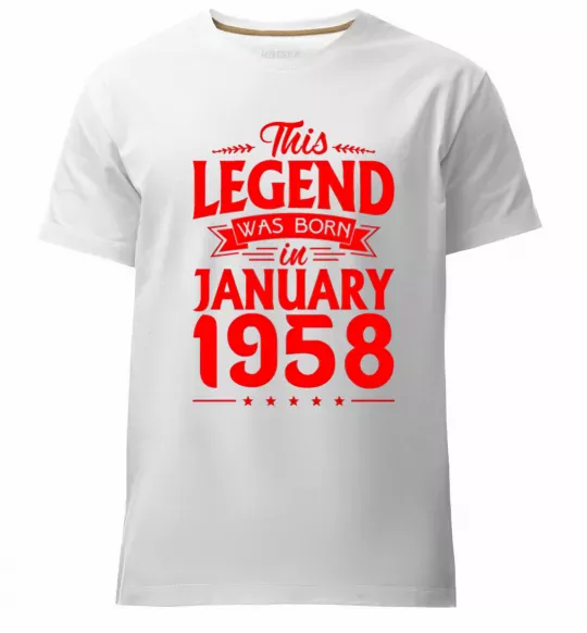 Чоловіча преміум футболка This Legend was born in January 1958 Білий фото