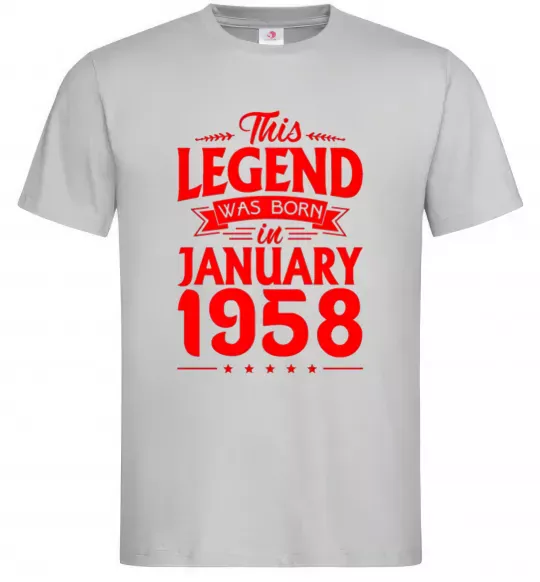 Чоловіча футболка This Legend was born in January 1958 Сірий фото