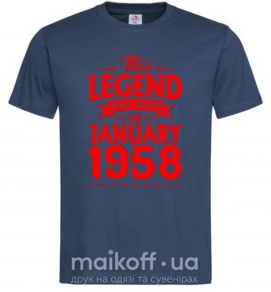 Чоловіча футболка This Legend was born in Jenuary 1958 Темно-синій фото