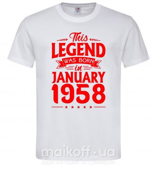 Мужская футболка This Legend was born in Jenuary 1958 Белый фото