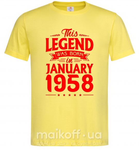 Мужская футболка This Legend was born in Jenuary 1958 Лимонный фото
