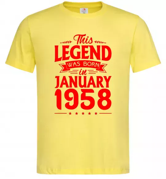 Чоловіча футболка This Legend was born in January 1958 Лимонний фото