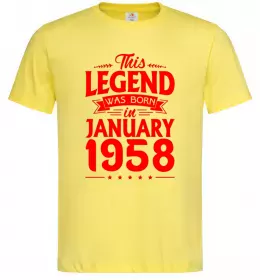 Мужская футболка This Legend was born in January 1958 Лимонный фото