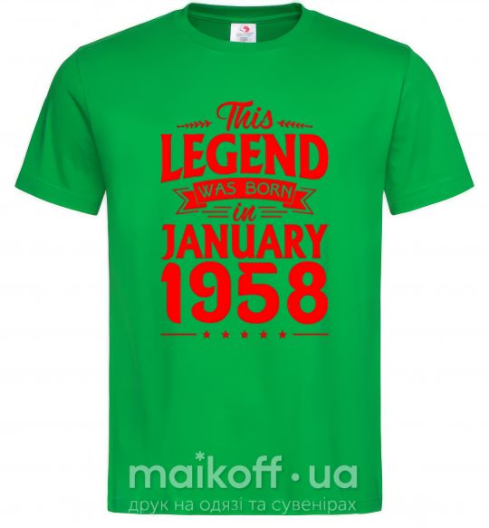Мужская футболка This Legend was born in Jenuary 1958 Зеленый фото