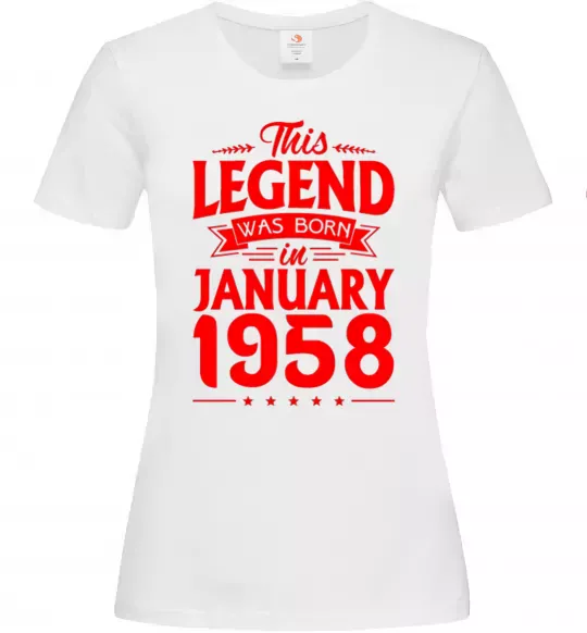 Жіноча футболка This Legend was born in January 1958 Білий фото