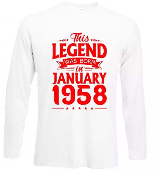 Лонгслів This Legend was born in January 1958 Білий фото