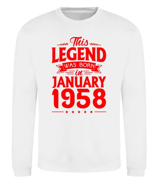 Світшот This Legend was born in January 1958 Білий фото