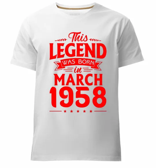 Мужская премиум футболка This Legend was born in March 1958 Белый фото
