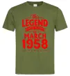 Мужская футболка This Legend was born in March 1958 Оливковый фото