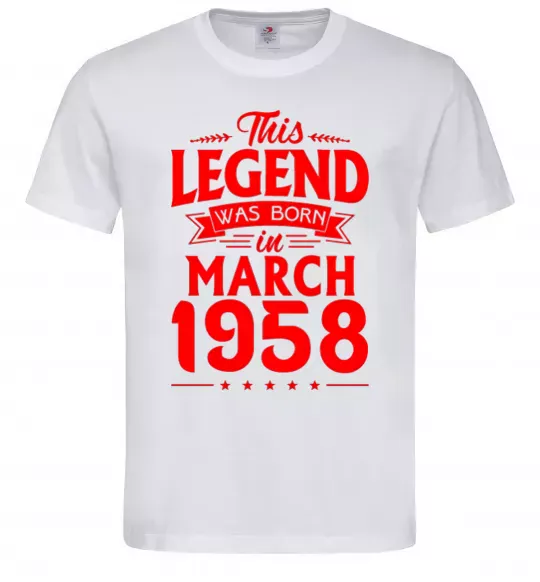 Мужская футболка This Legend was born in March 1958 Белый фото