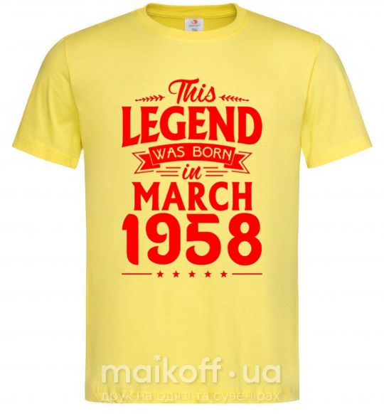Чоловіча футболка This Legend was born in March 1958 Лимонний фото