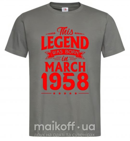 Мужская футболка This Legend was born in March 1958 Графит фото