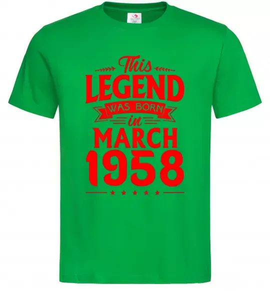 Мужская футболка This Legend was born in March 1958 Зеленый фото