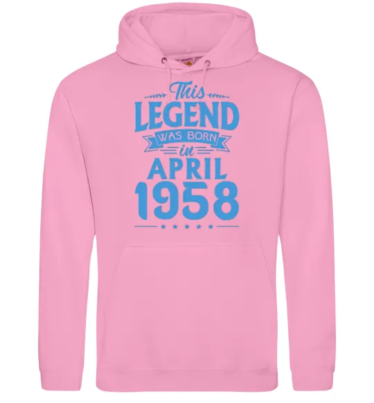 Женская толстовка (худи) This Legend was born in April 1958 Розовый фото