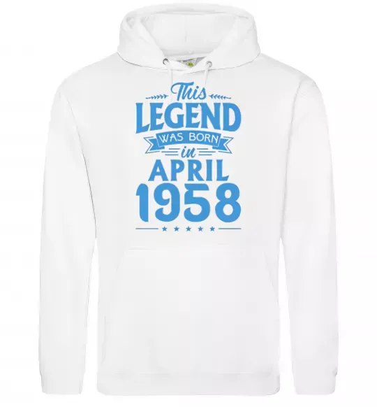 Женская толстовка (худи) This Legend was born in April 1958 Белый фото