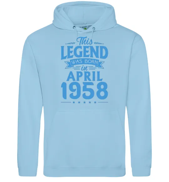 Женская толстовка (худи) This Legend was born in April 1958 Голубой фото