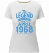 Жіноча преміум футболка This Legend was born in April 1958 Білий фото