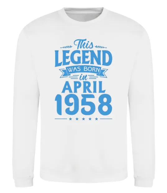 Світшот This Legend was born in April 1958 Білий фото