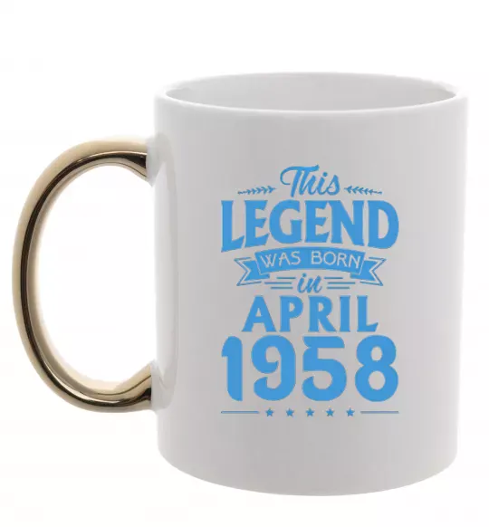 Чашка с цветной ручкой This Legend was born in April 1958 Золото фото