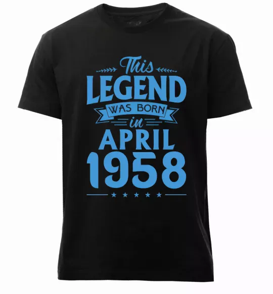 Мужская премиум футболка This Legend was born in April 1958 Черный фото