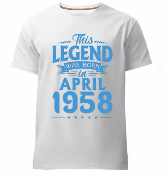 Мужская премиум футболка This Legend was born in April 1958 Белый фото