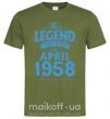 Мужская футболка This Legend was born in April 1958 Оливковый фото