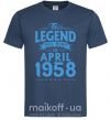 Мужская футболка This Legend was born in April 1958 Темно-синий фото