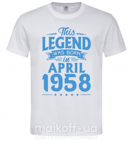 Мужская футболка This Legend was born in April 1958 Белый фото