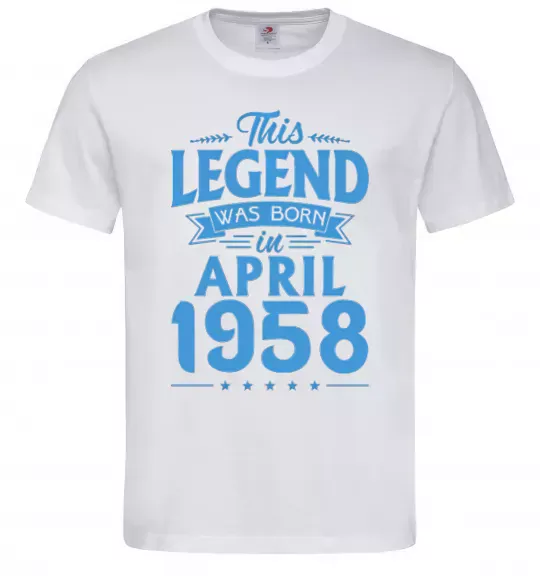 Мужская футболка This Legend was born in April 1958 Белый фото