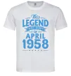 Мужская футболка This Legend was born in April 1958 Белый фото