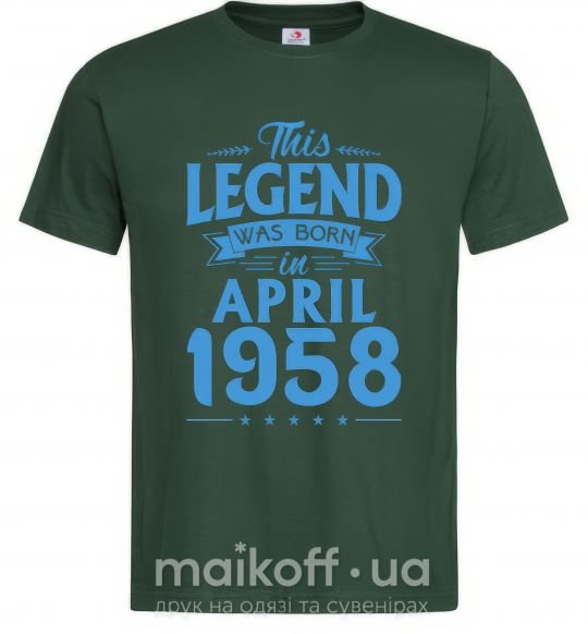 Мужская футболка This Legend was born in April 1958 Темно-зеленый фото