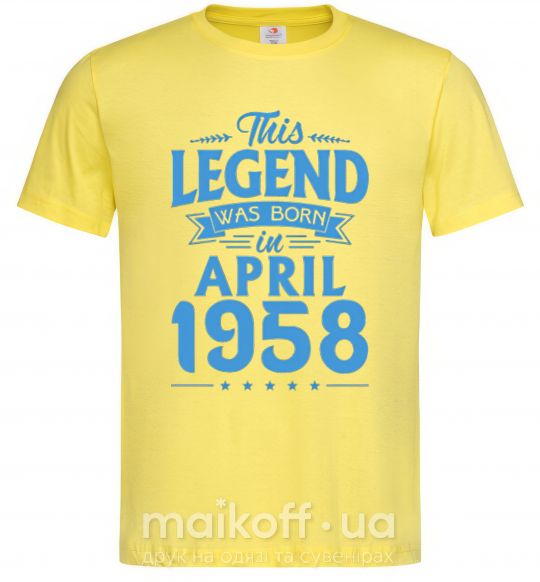 Чоловіча футболка This Legend was born in April 1958 Лимонний фото
