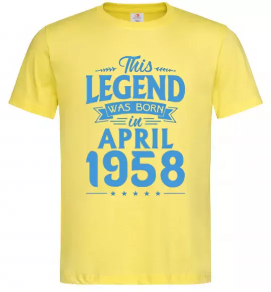 Мужская футболка This Legend was born in April 1958 Лимонный фото