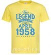 Мужская футболка This Legend was born in April 1958 Лимонный фото