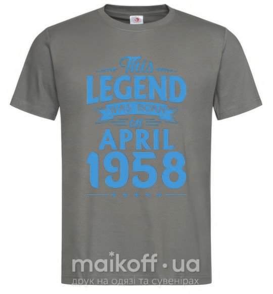 Мужская футболка This Legend was born in April 1958 Графит фото