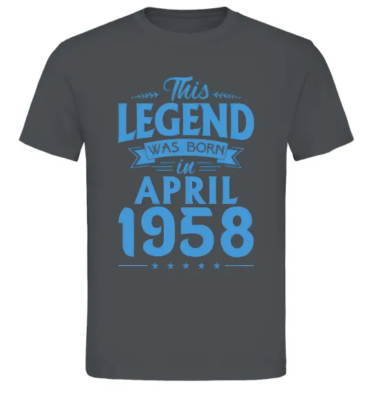 Мужская футболка This Legend was born in April 1958 Графит фото