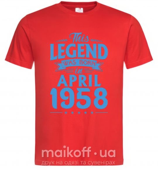 Мужская футболка This Legend was born in April 1958 Красный фото