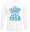 Лонгслив This Legend was born in April 1958 Белый фото