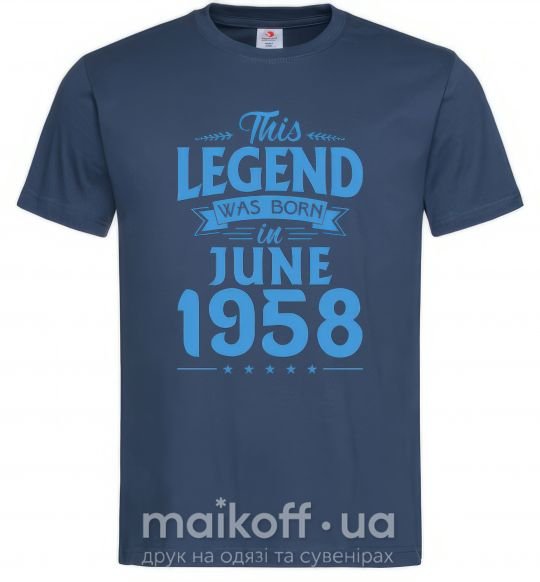 Мужская футболка This Legend was born in June 1958 Темно-синий фото