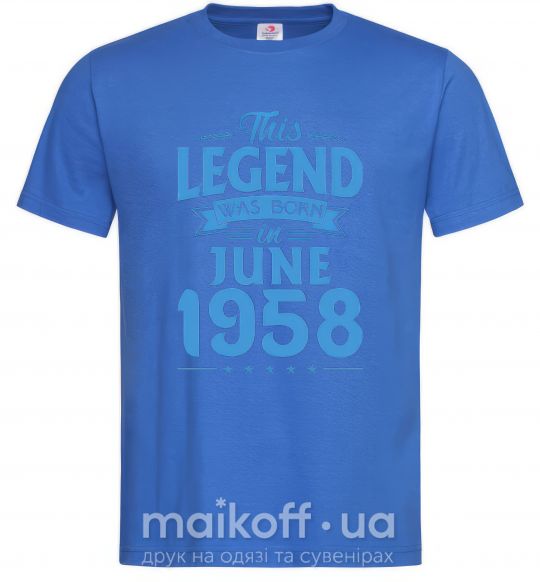 Мужская футболка This Legend was born in June 1958 Ярко-синий фото