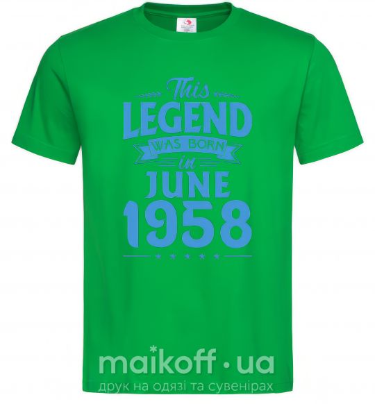 Мужская футболка This Legend was born in June 1958 Зеленый фото