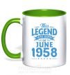 Чашка з кольоровою ручкою This Legend was born in June 1958 Зелений фото