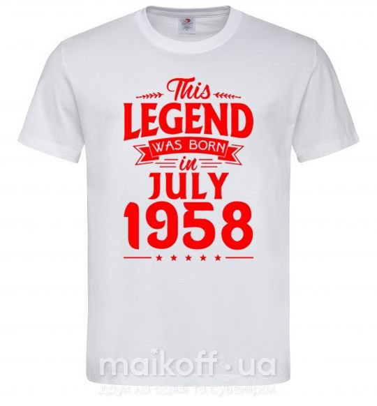 Мужская футболка This Legend was born in July 1958 Белый фото