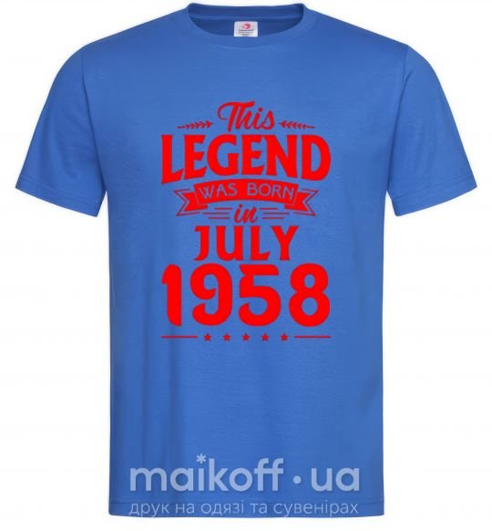 Мужская футболка This Legend was born in July 1958 Ярко-синий фото